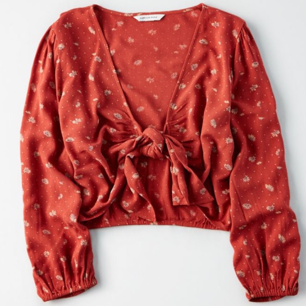American eagle tie front top